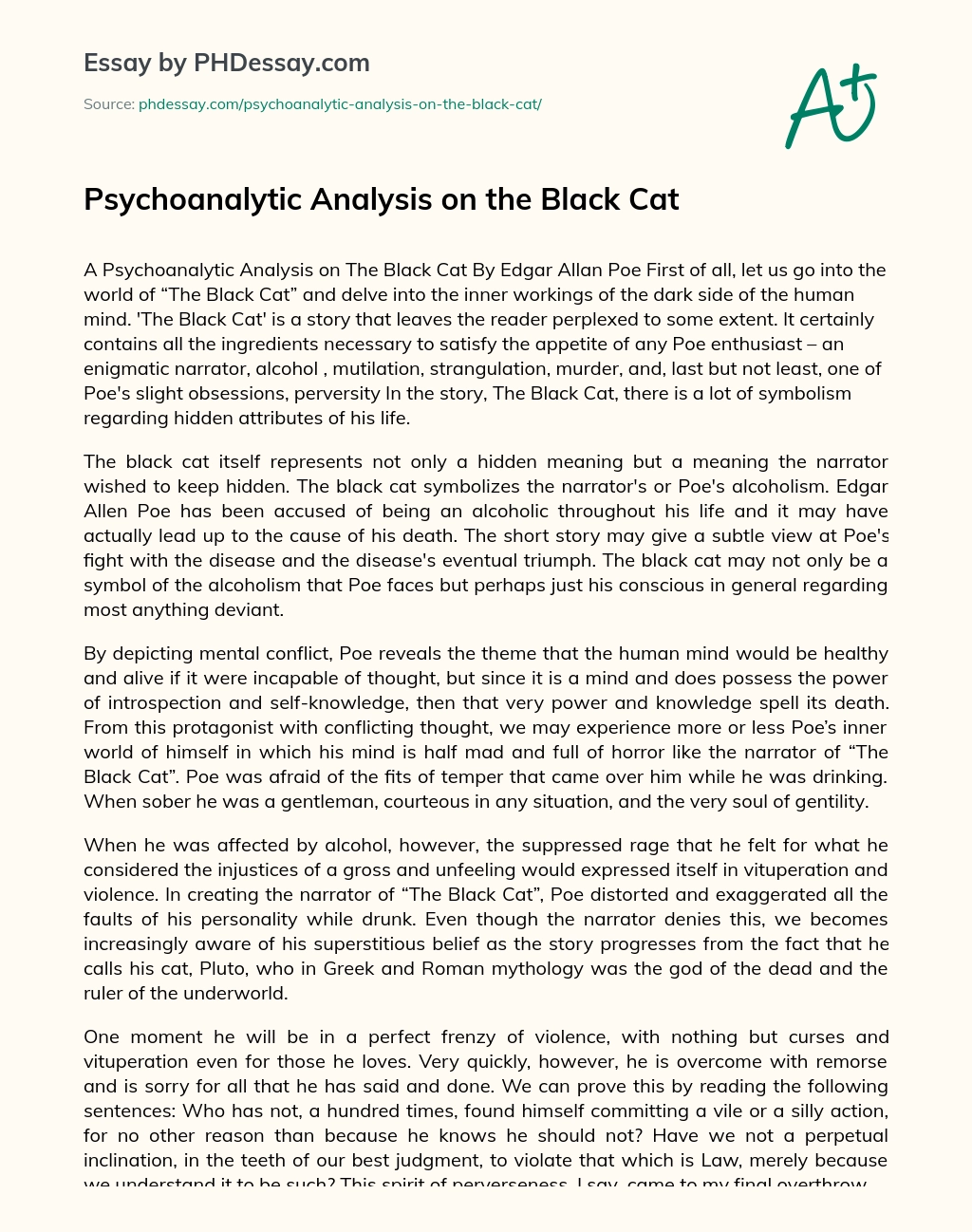 Psychoanalytic Analysis on the Black Cat essay