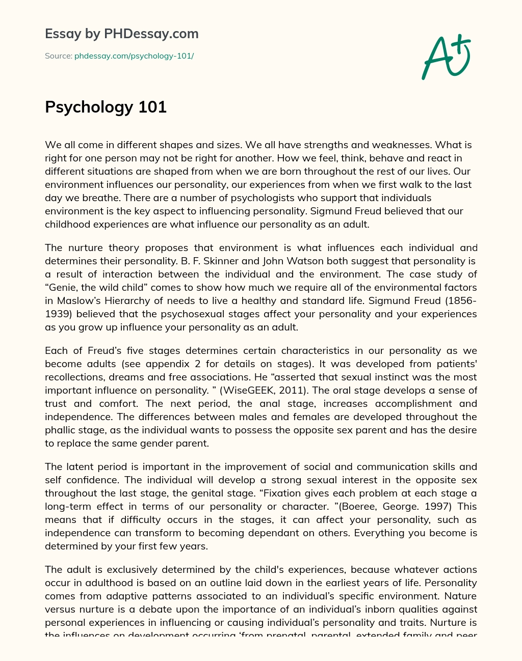 Psychology 101 essay