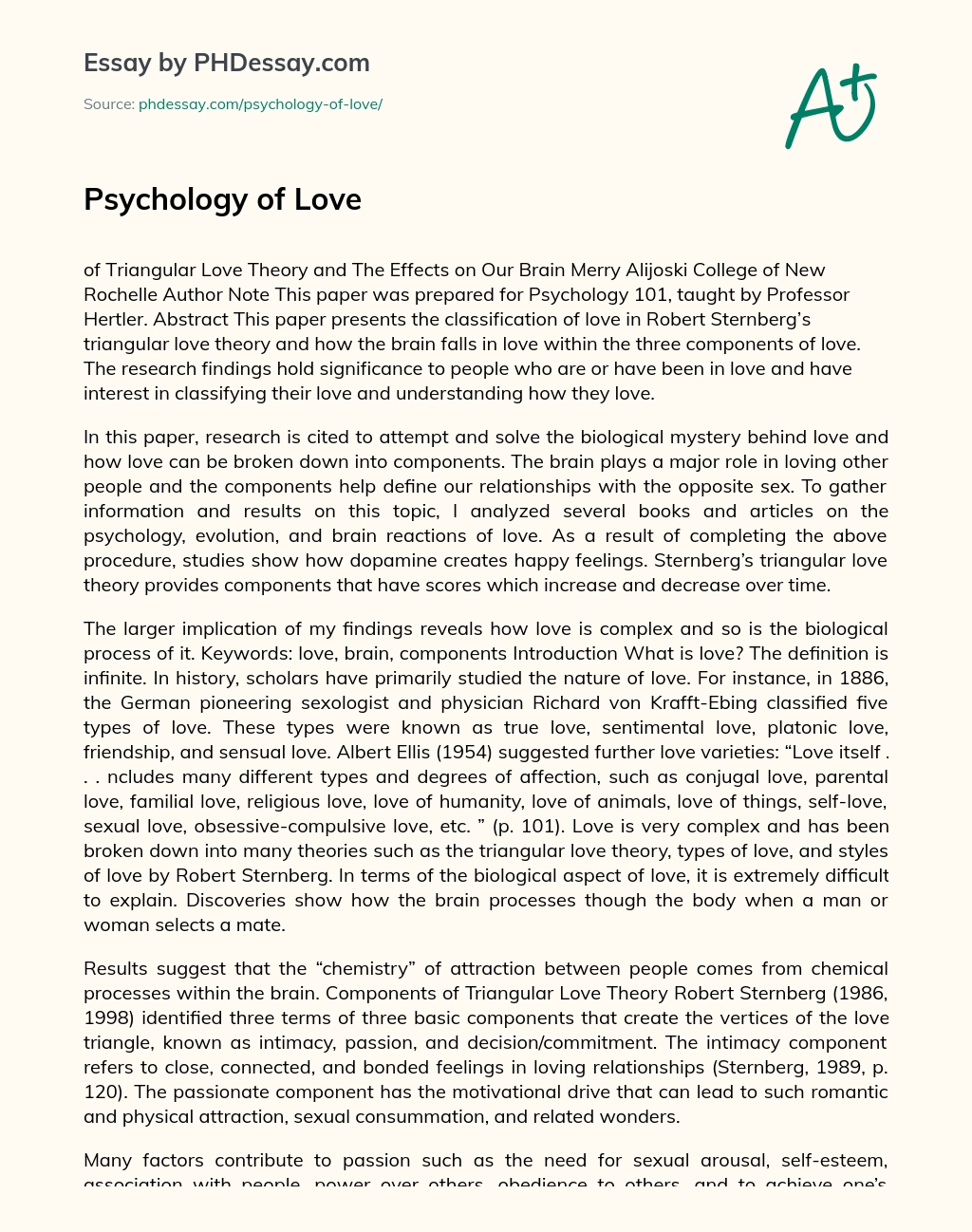 Psychology of Love essay