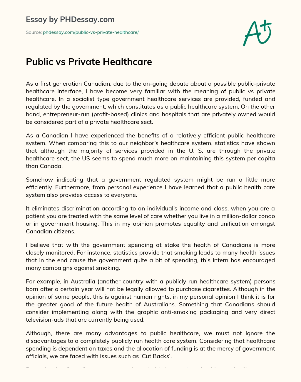 advantages and disadvantages of private hospitals essay