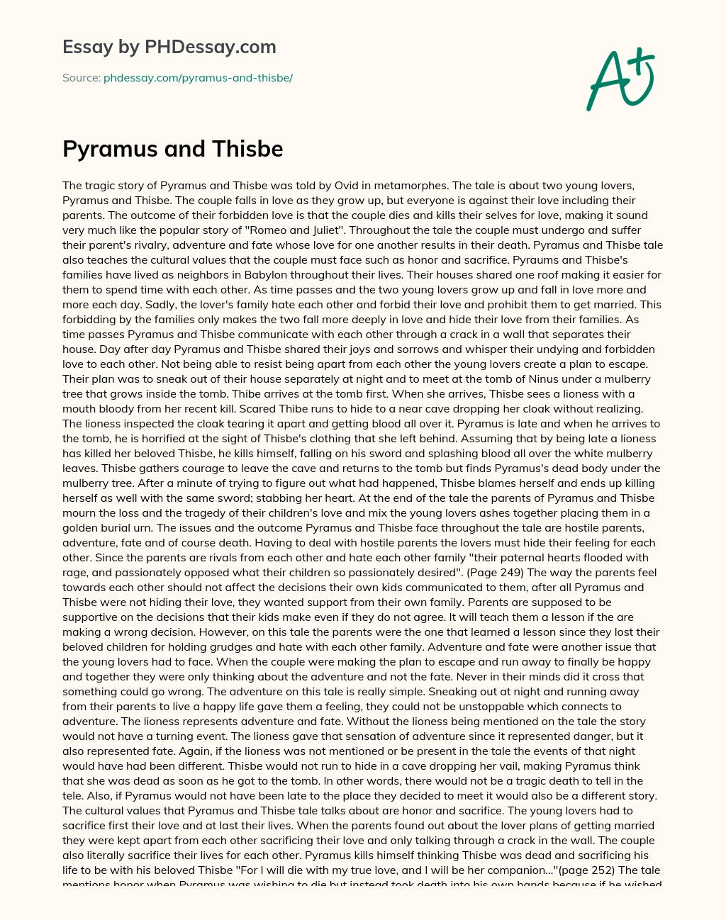 Pyramus and Thisbe essay