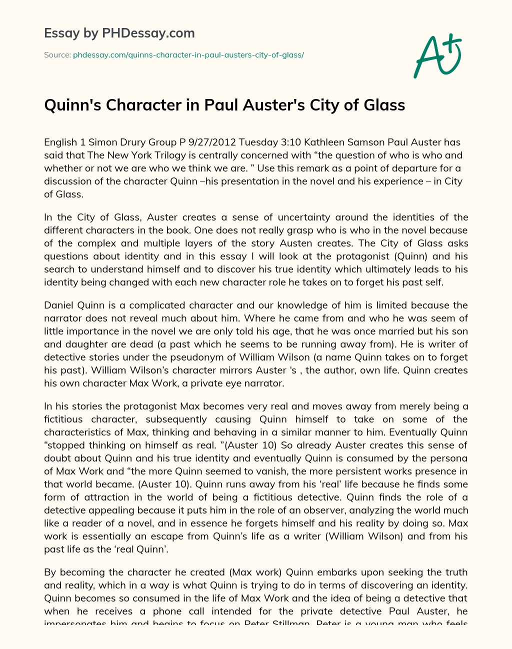 city of glass essay
