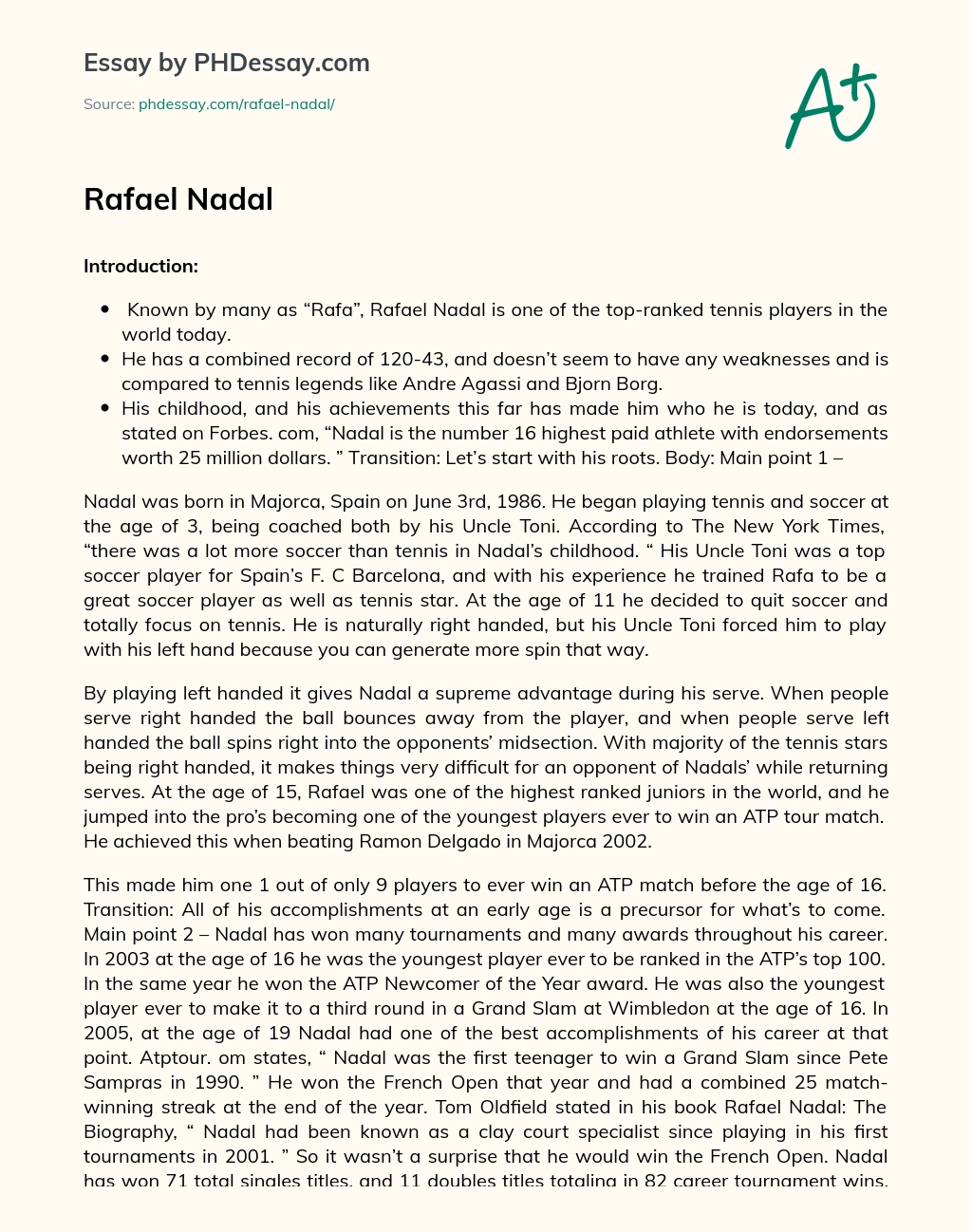 Rafael Nadal essay