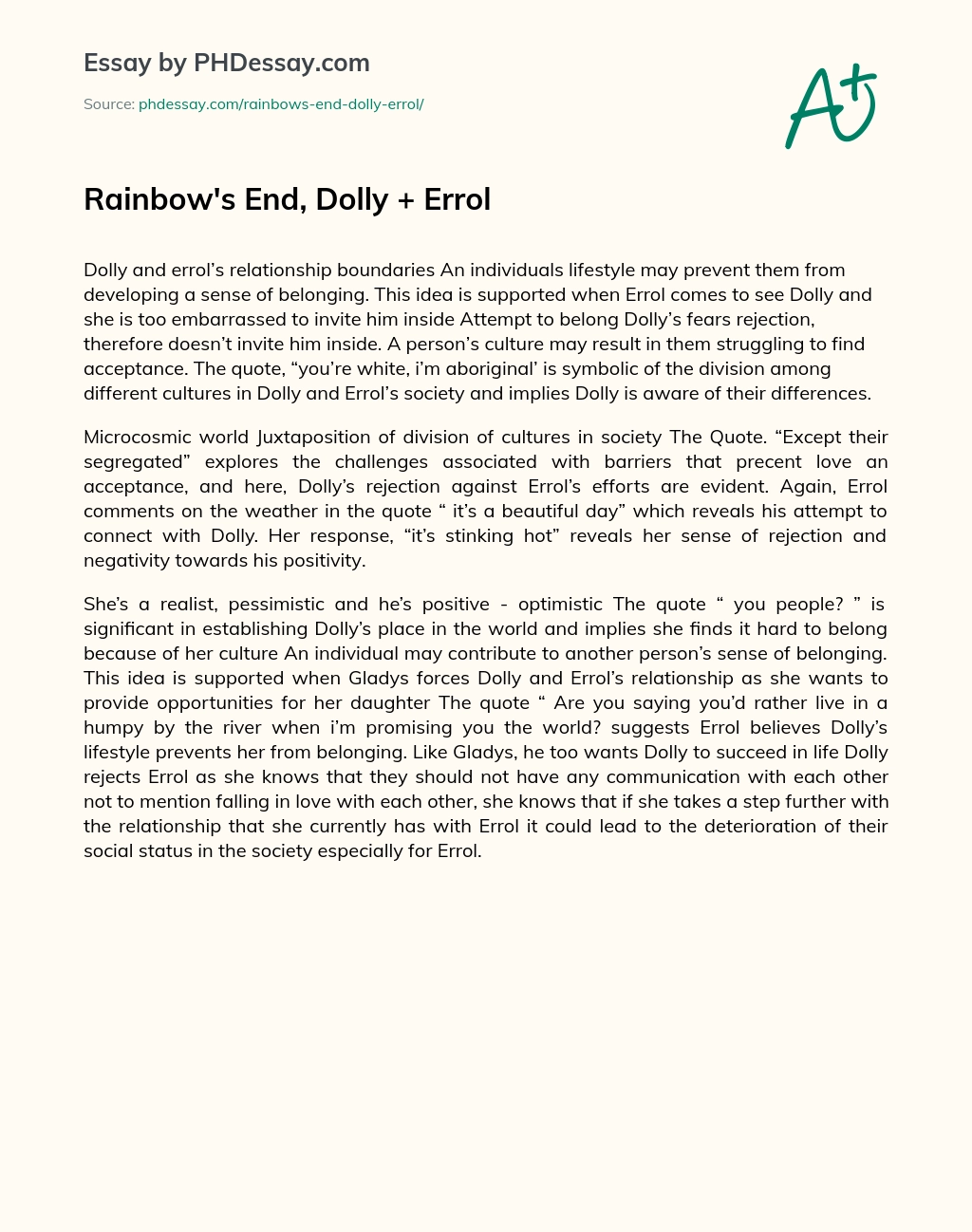 Rainbow’s End, Dolly + Errol essay