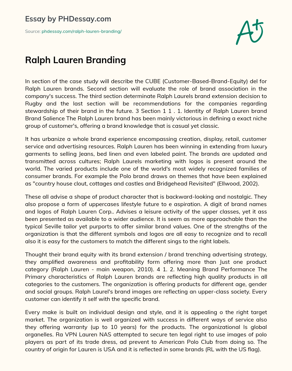 Ralph Lauren Branding essay