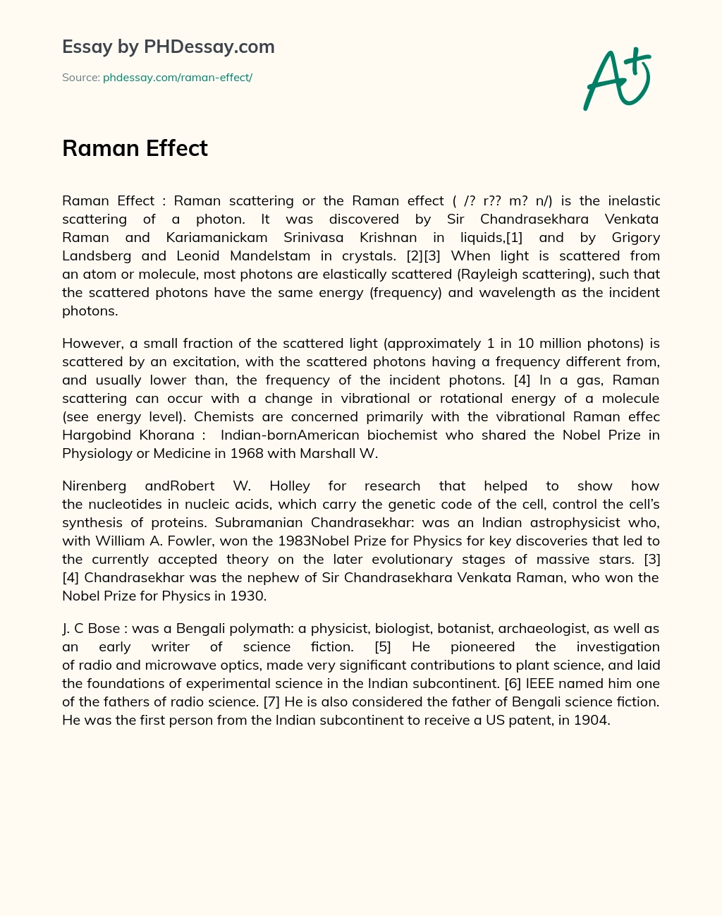 Raman Effect essay