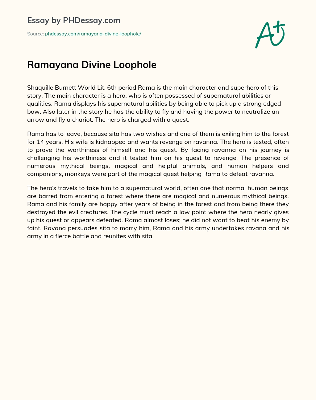 Summary ramayana story Students Journal: