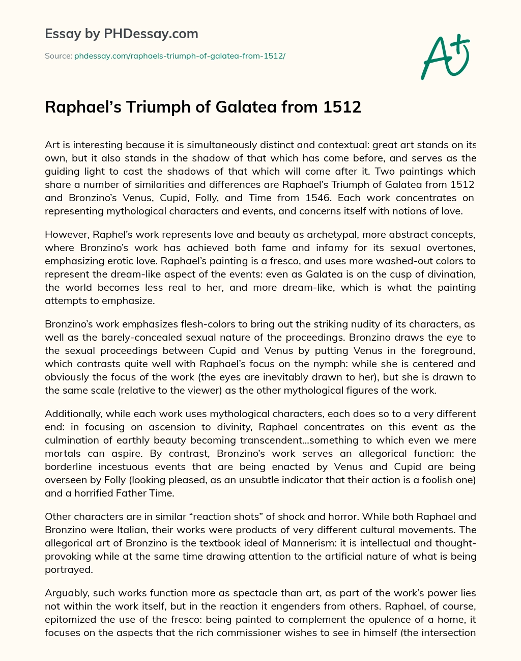 Raphael’s Triumph of Galatea from 1512 essay