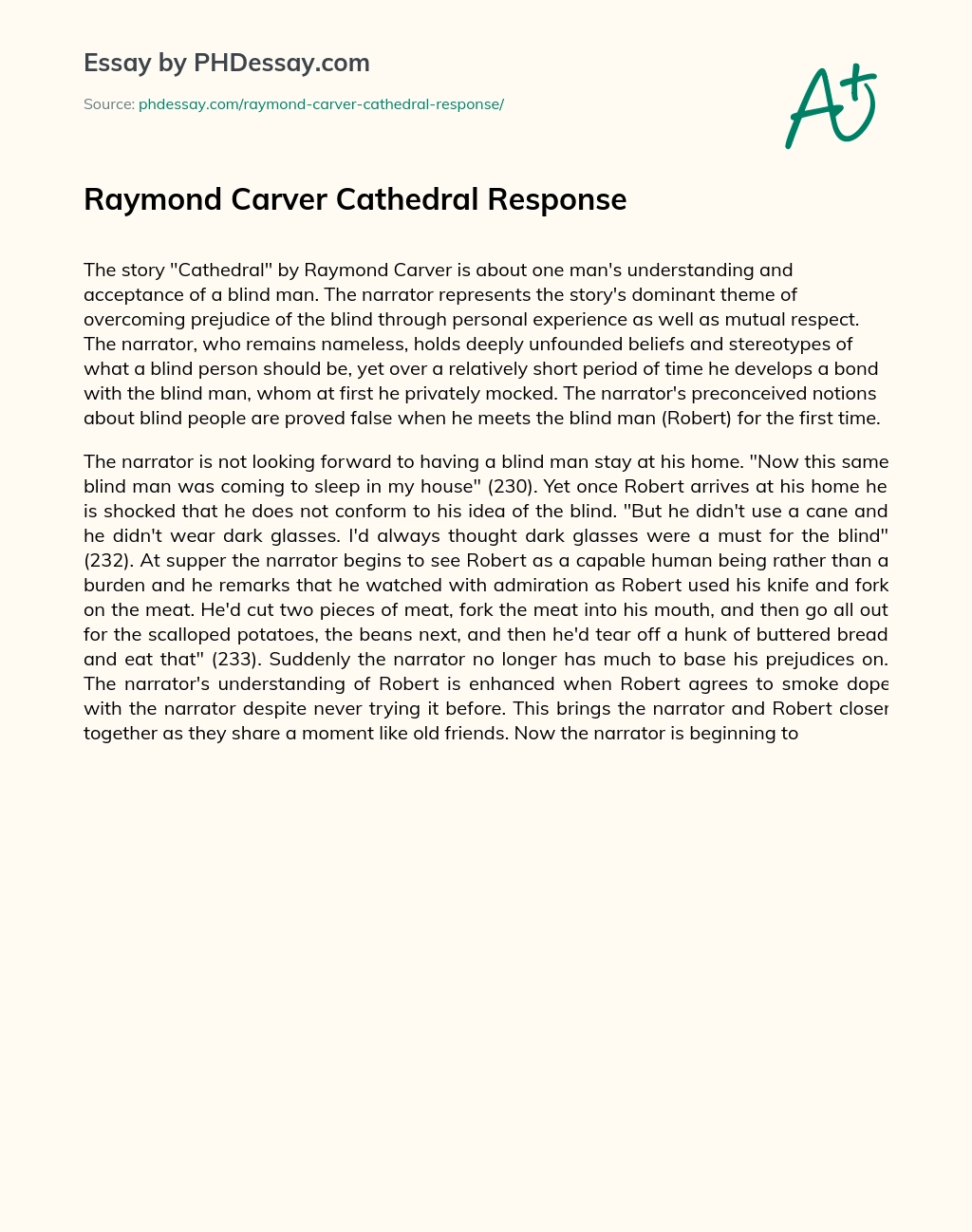 cathedral by raymond carver essay papers