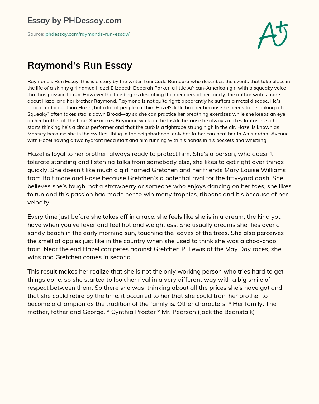 Raymond’s Run Essay essay