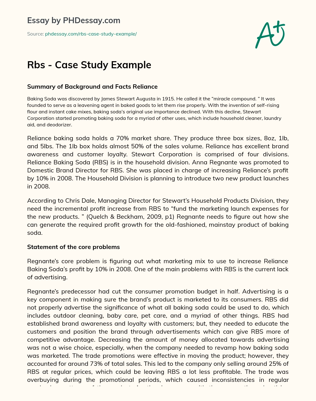 Rbs – Case Study Example essay