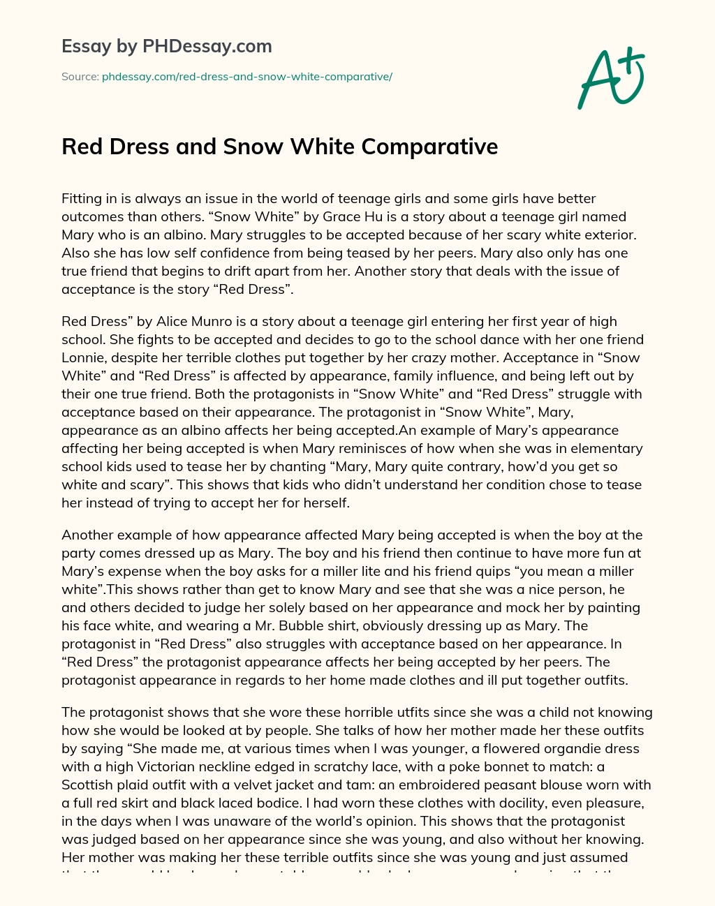 Red Dress and Snow White Comparative essay