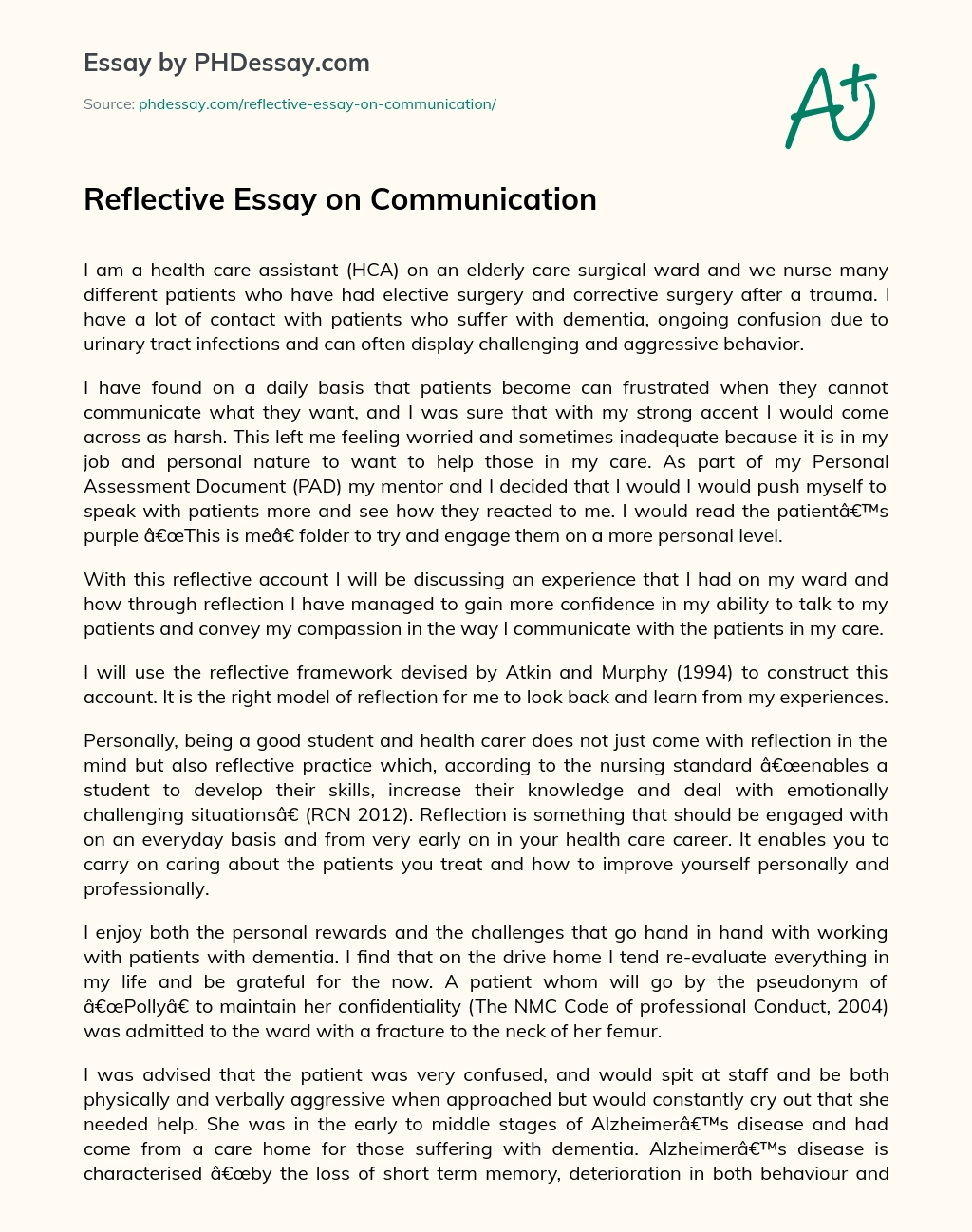 Reflective Essay on Communication essay