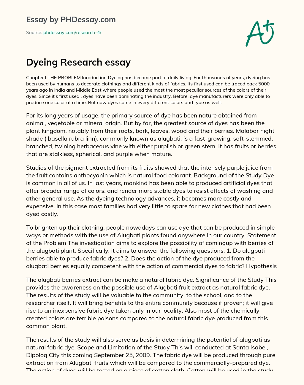 Dyeing Research essay essay