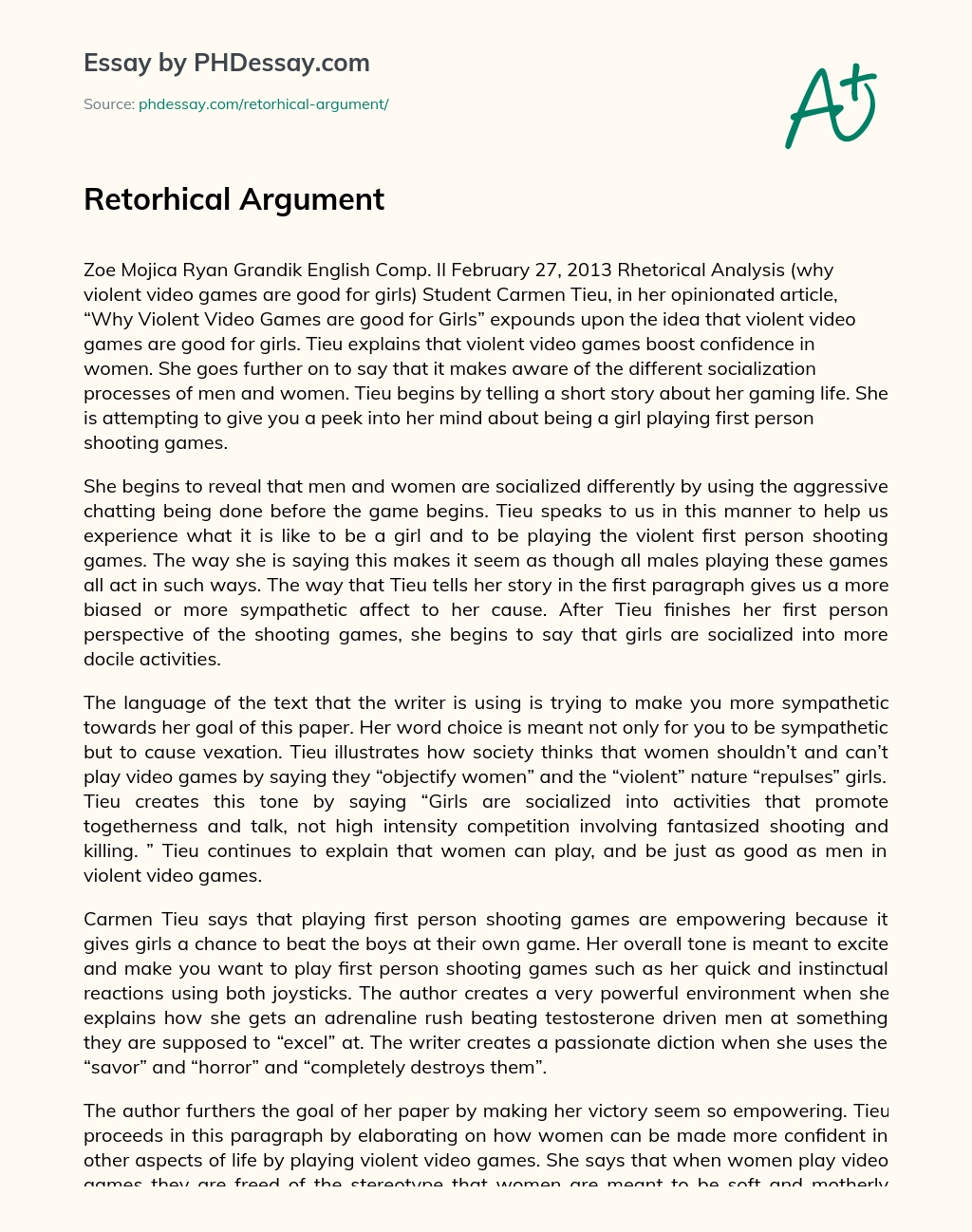 Retorhical Argument essay