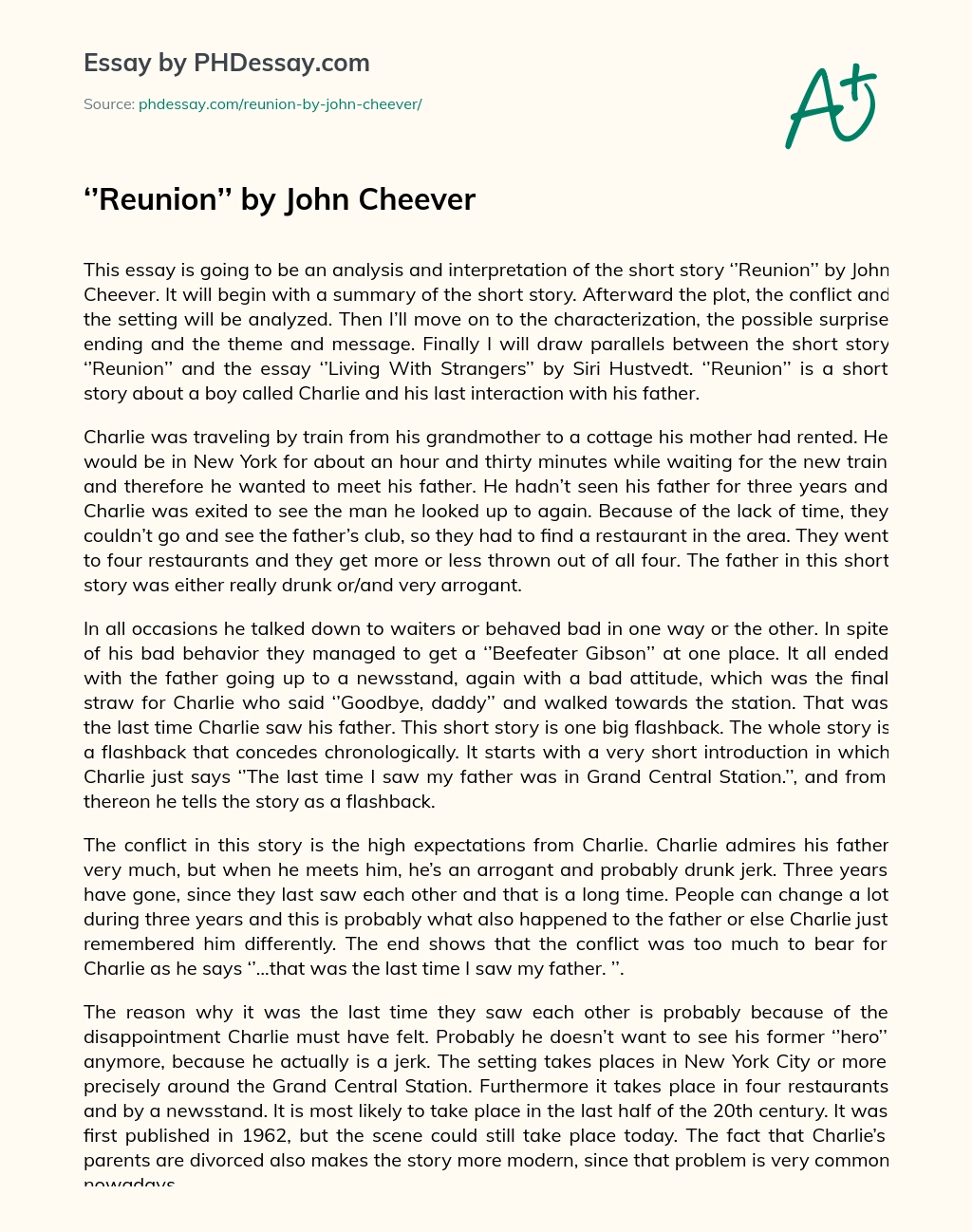 Reunion by John Cheever essay