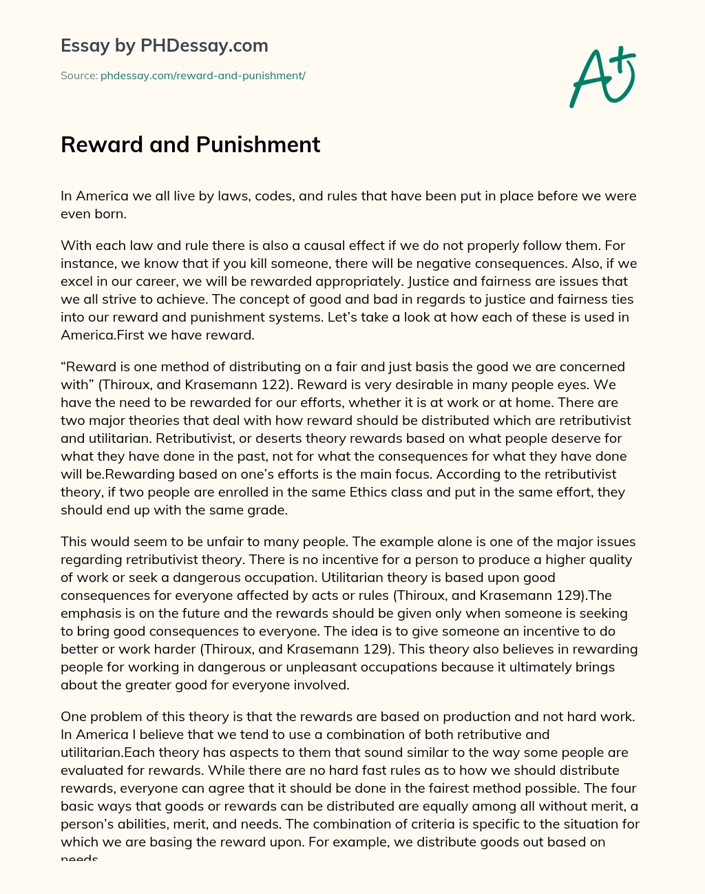 Reward and Punishment essay