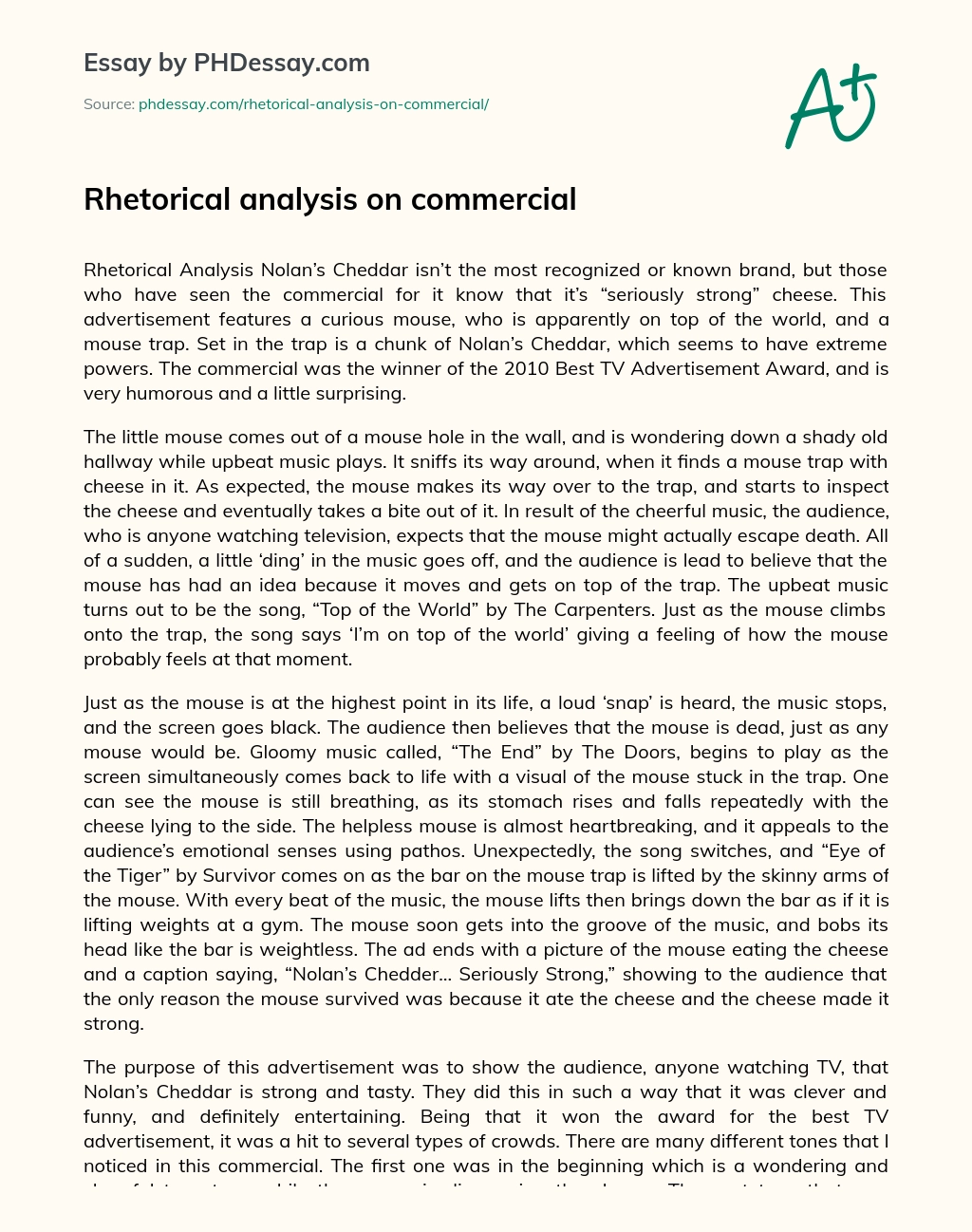 Rhetorical analysis on commercial essay