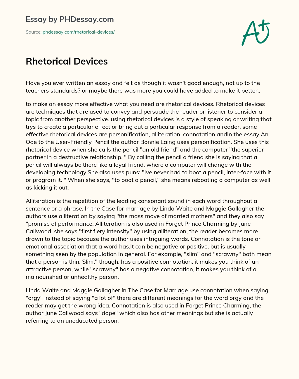 Rhetorical Devices essay