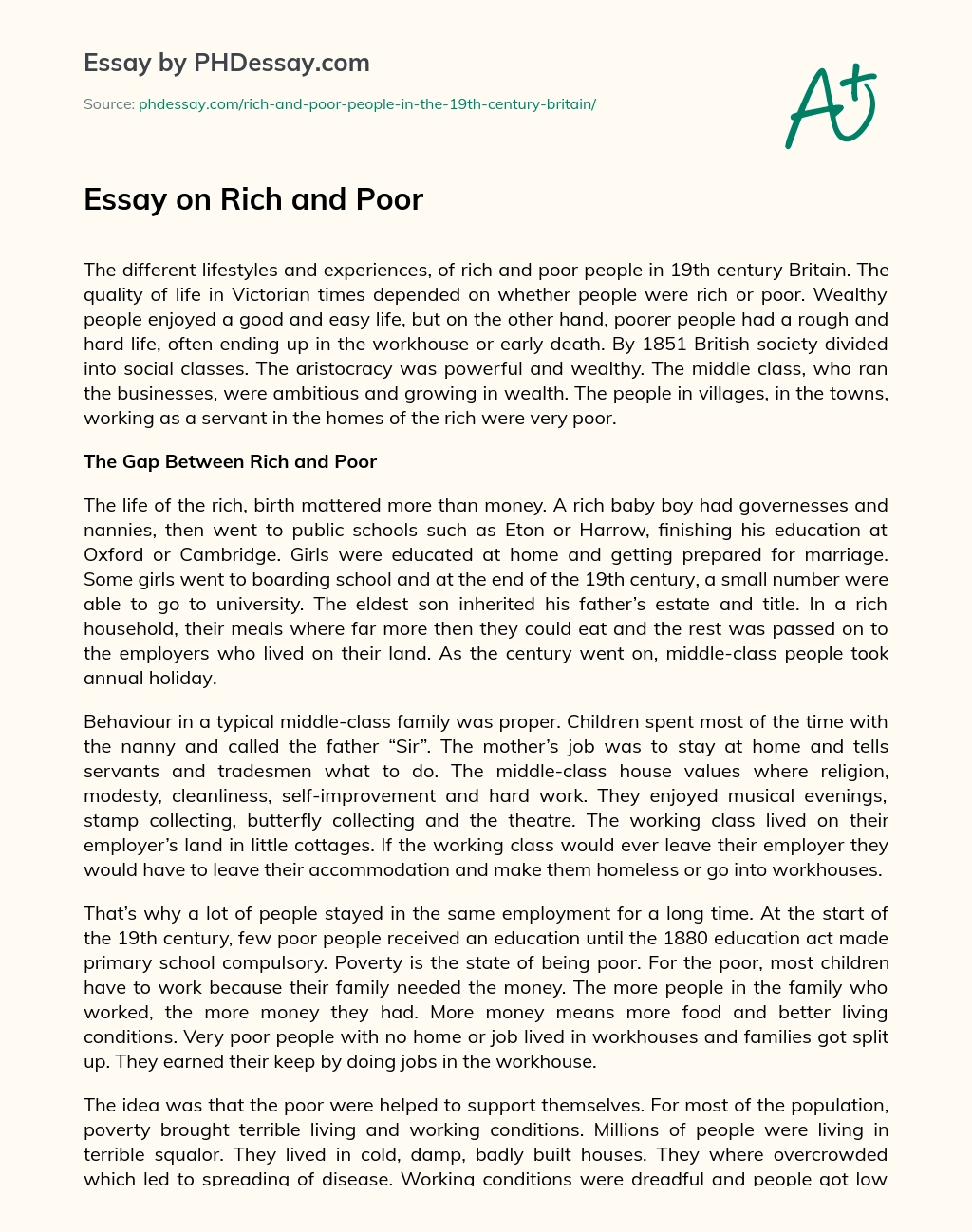 Essay on Rich and Poor essay