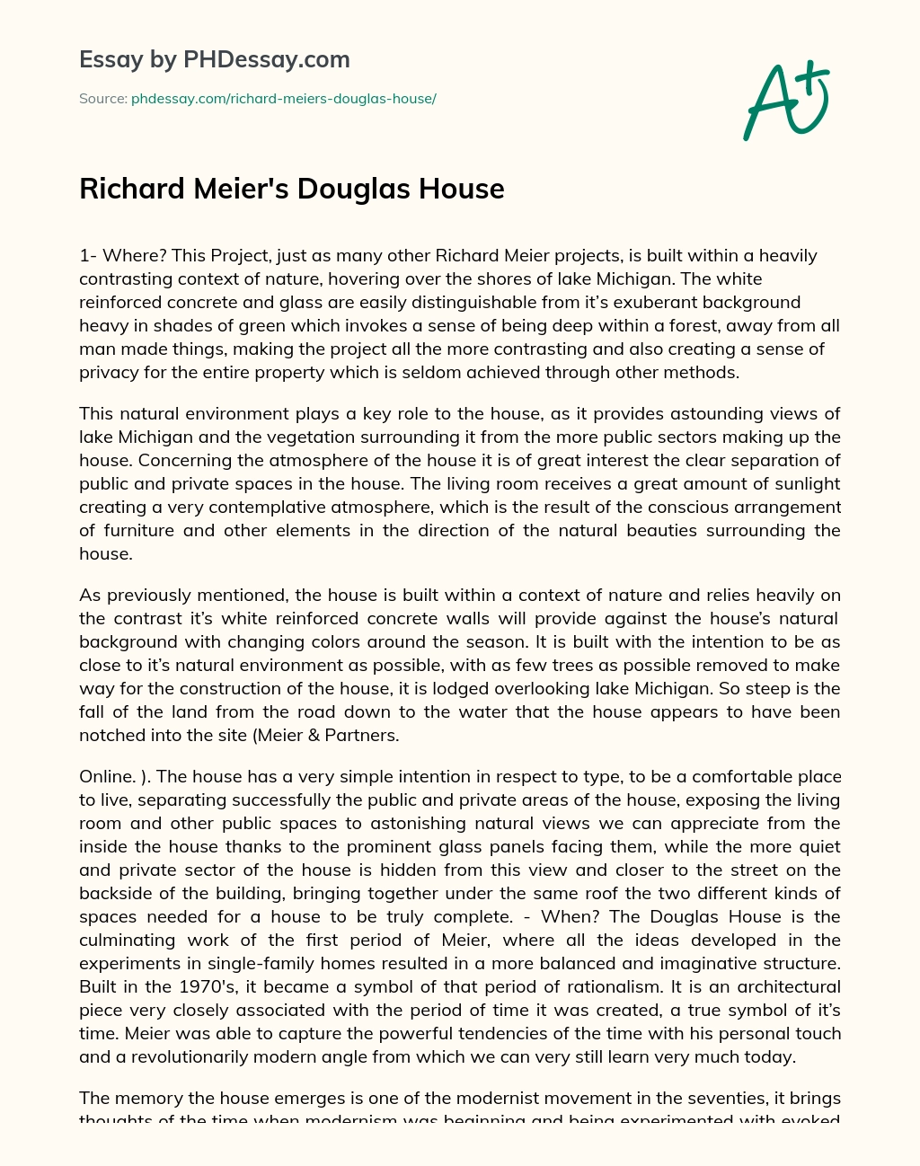 Richard Meier’s Douglas House essay