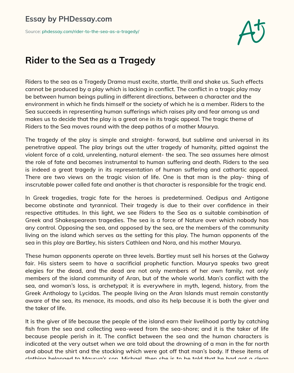 Rider to the Sea as a Tragedy essay
