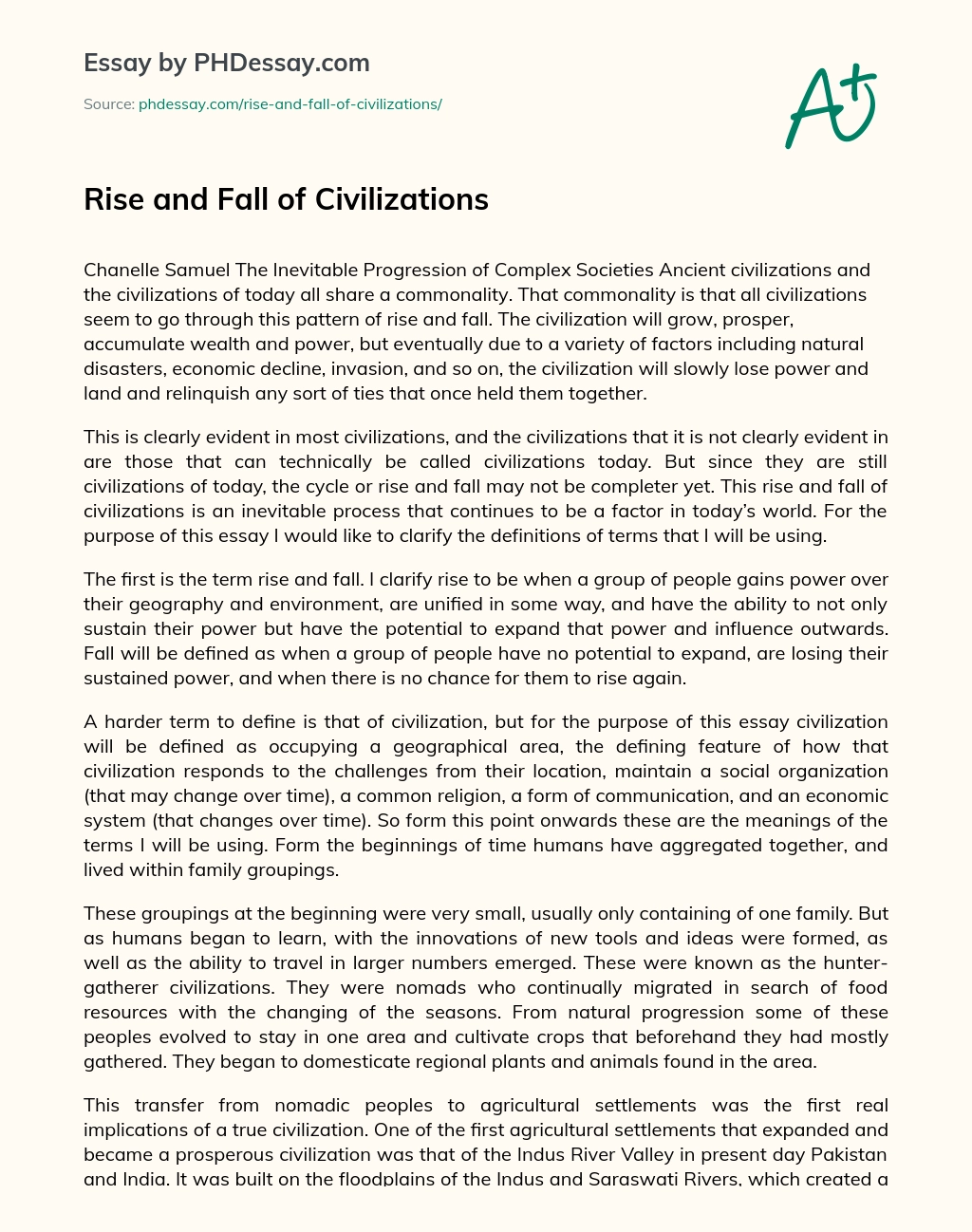 Rise and Fall of Civilizations essay