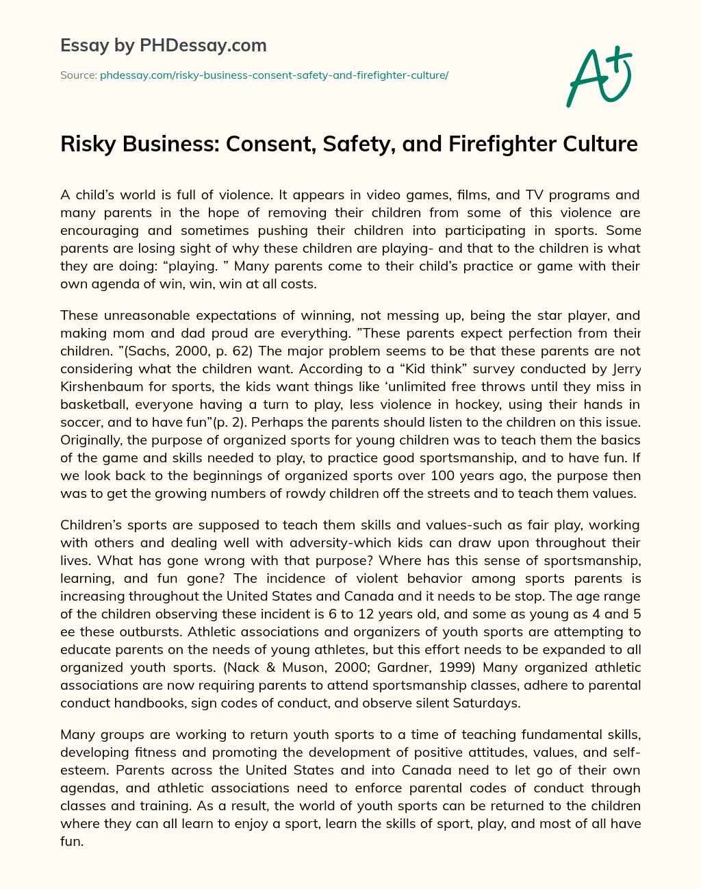 Risky Business: Consent, Safety, and Firefighter Culture essay