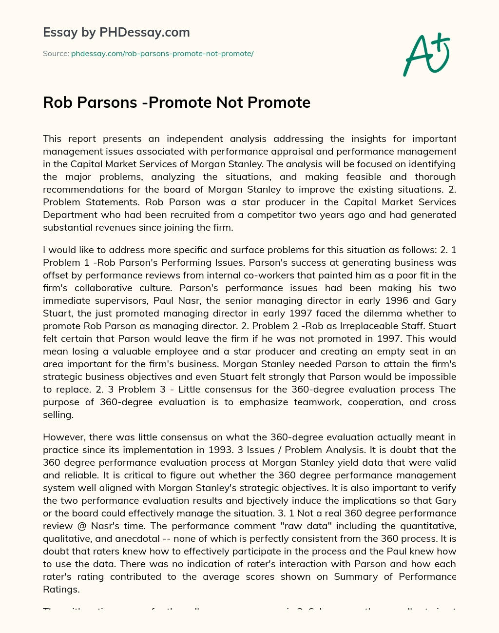 Rob Parsons -Promote Not Promote essay