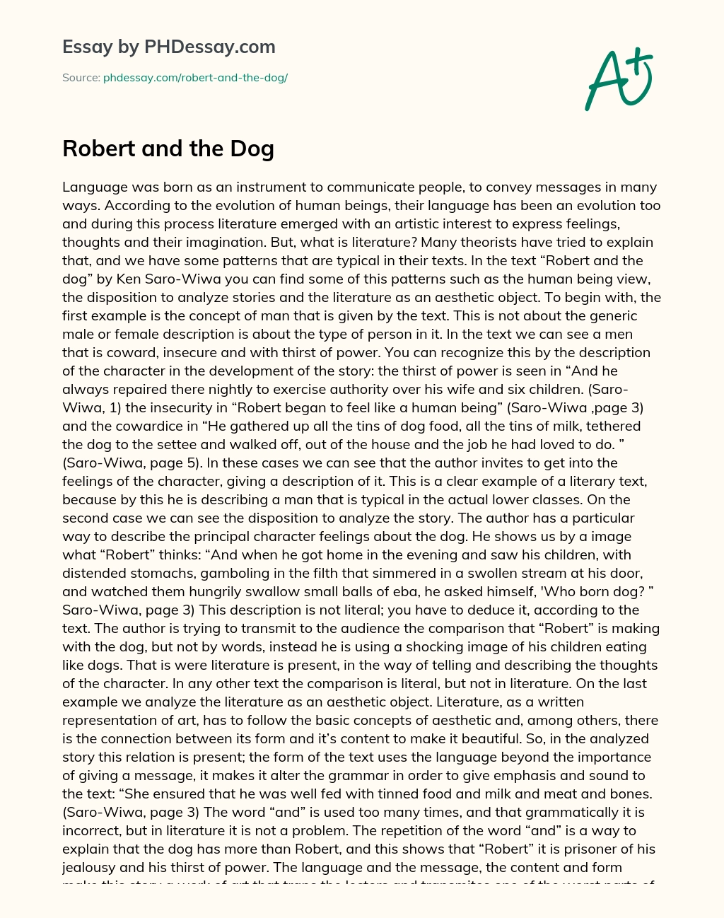 Robert and the Dog essay