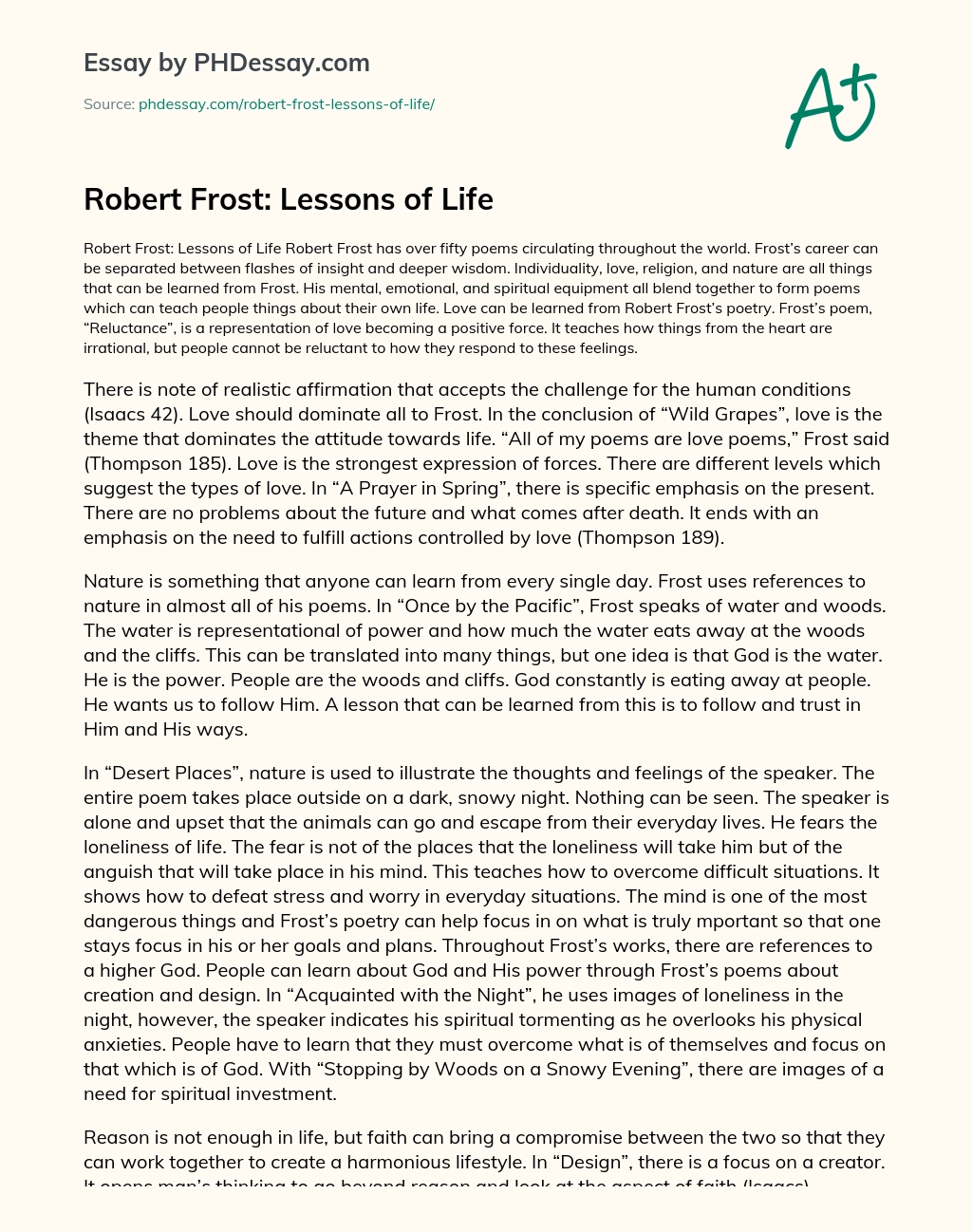 Robert Frost: Lessons of Life essay