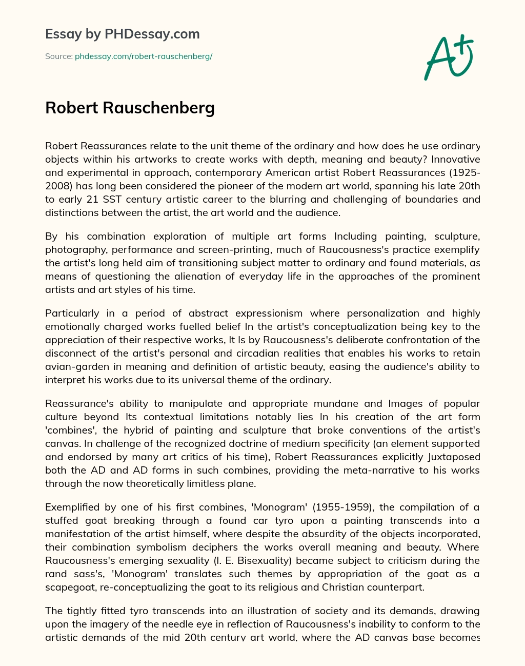 Robert Rauschenberg essay