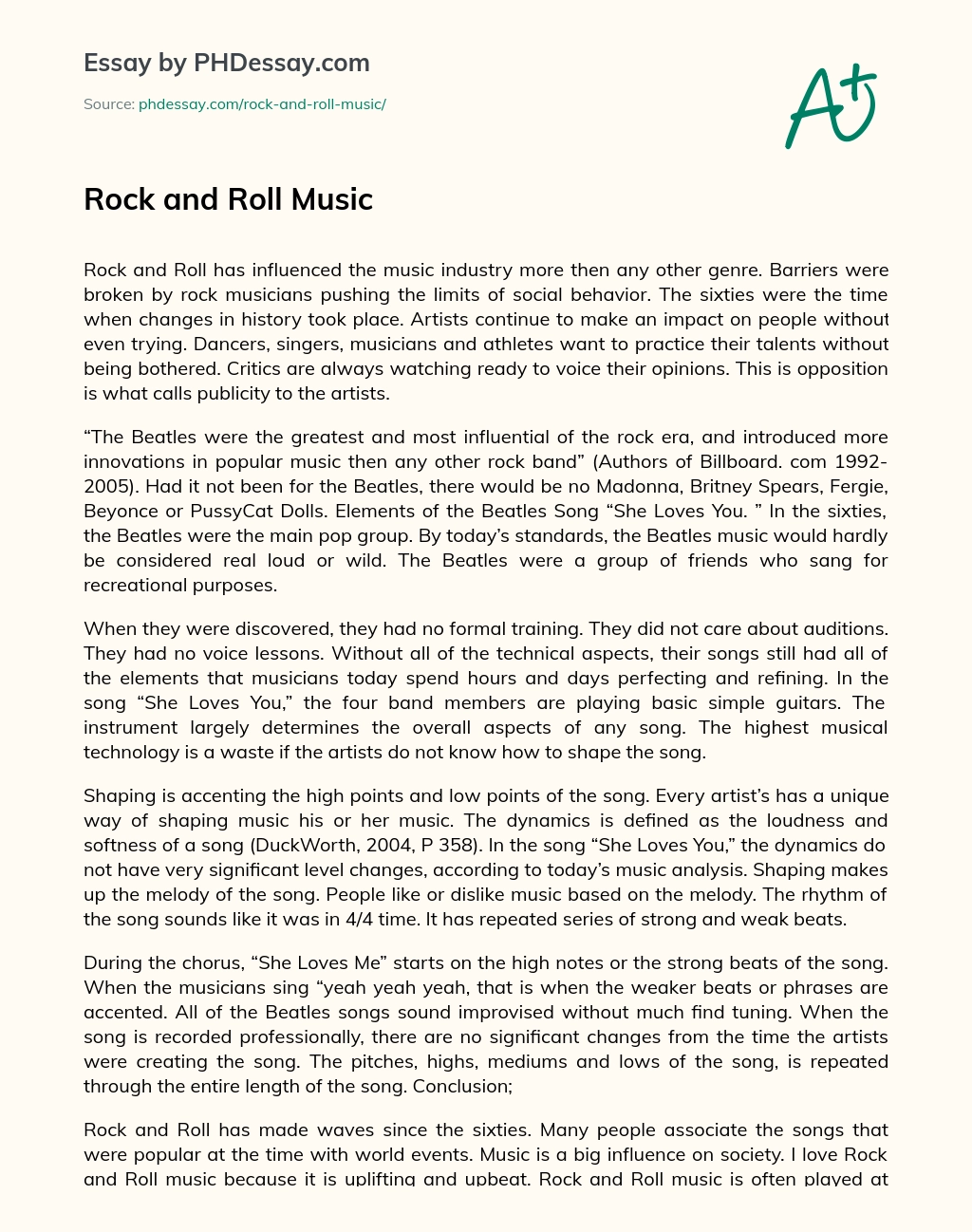 Rock and Roll Music essay