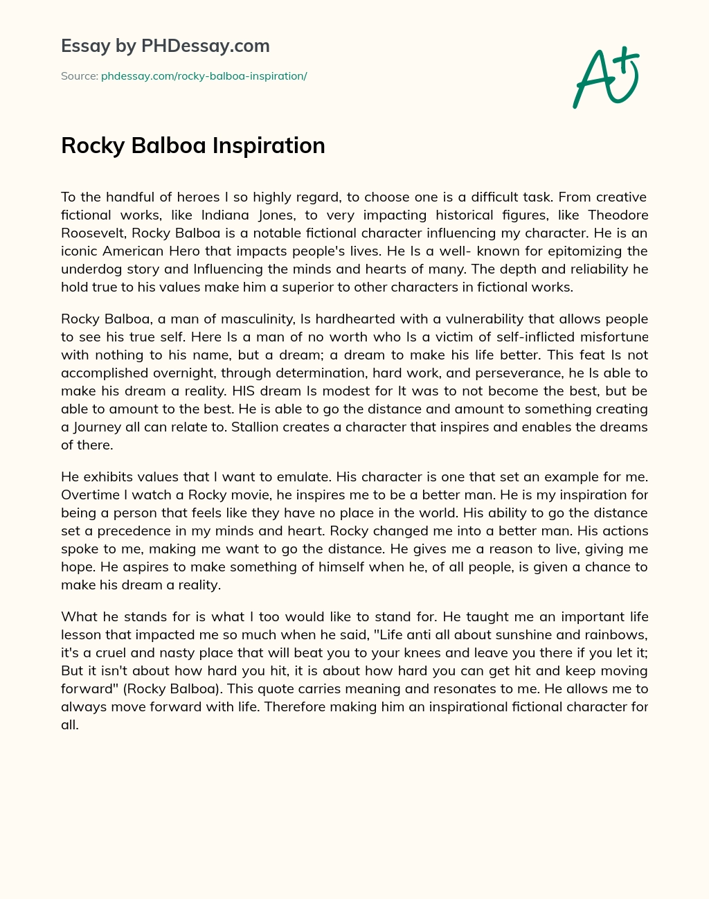 Rocky Balboa Inspiration essay