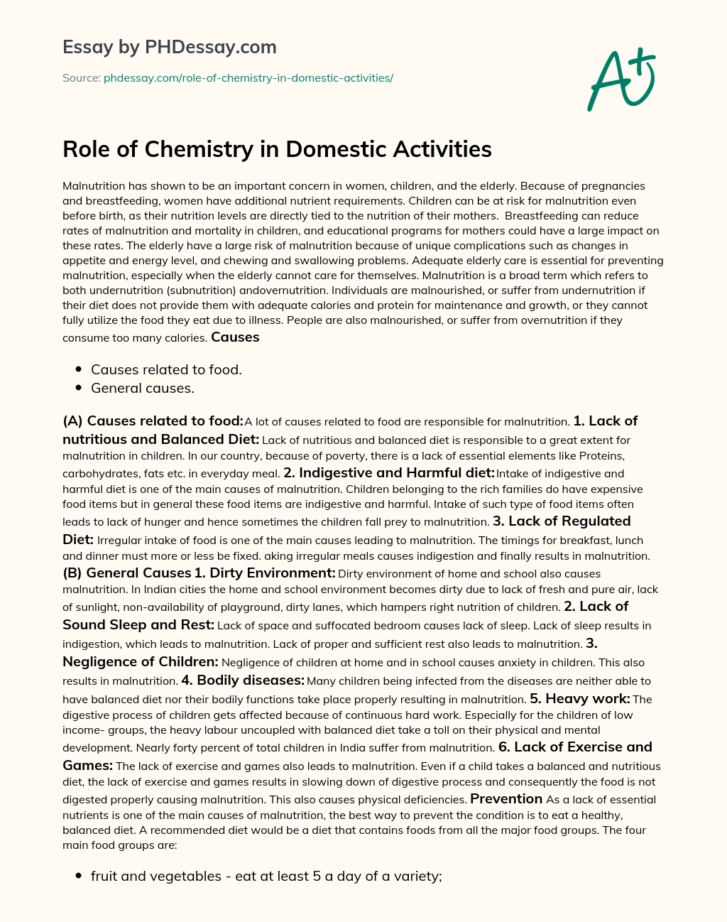 role of chemistry in domestic activities