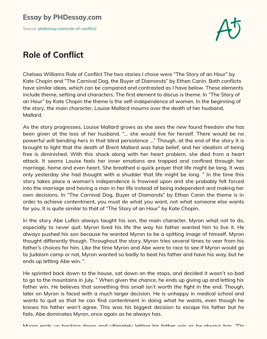 Role of Conflict essay