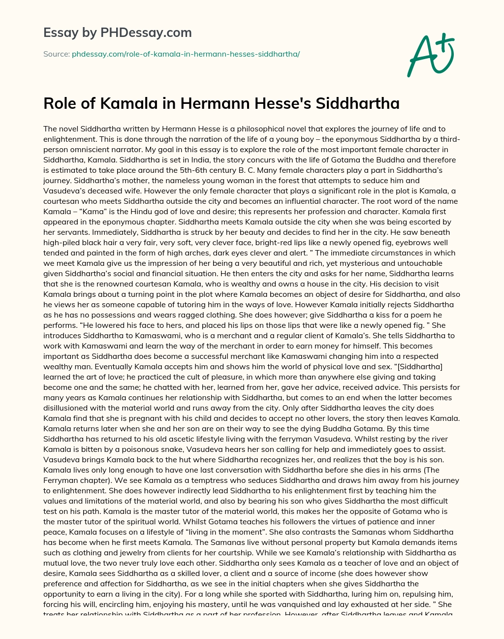 siddhartha and kamala