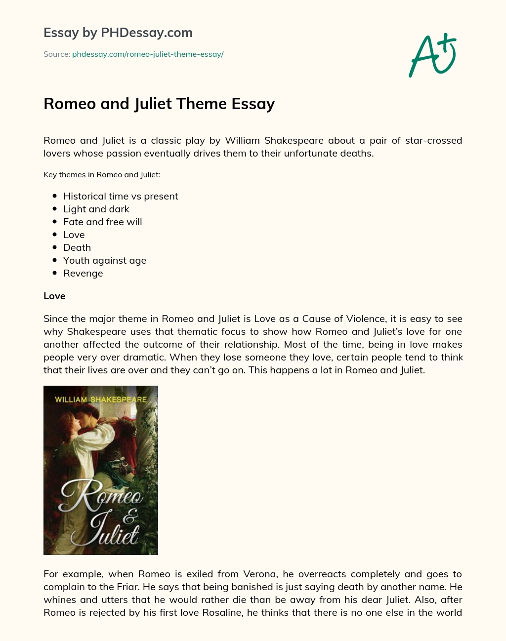 Romeo and Juliet Theme Essay - PHDessay.com
