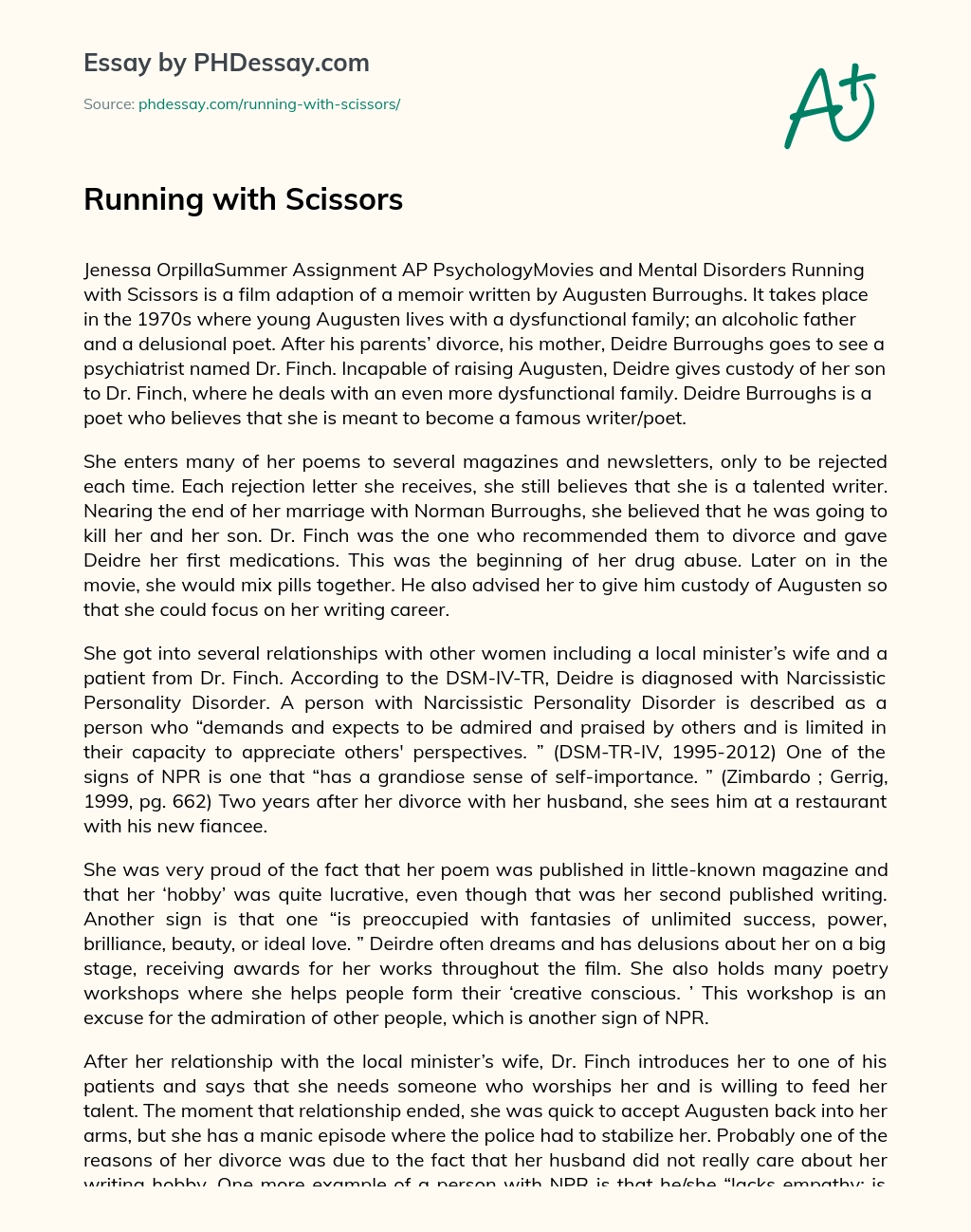 Running with Scissors essay