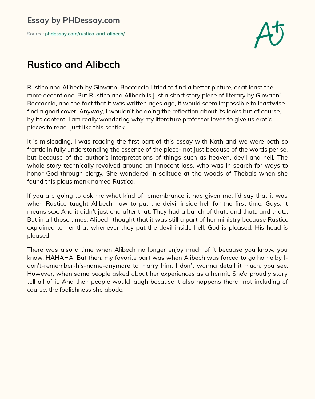 Rustico and Alibech essay