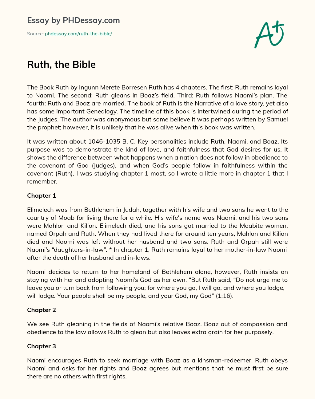 Ruth, the Bible essay