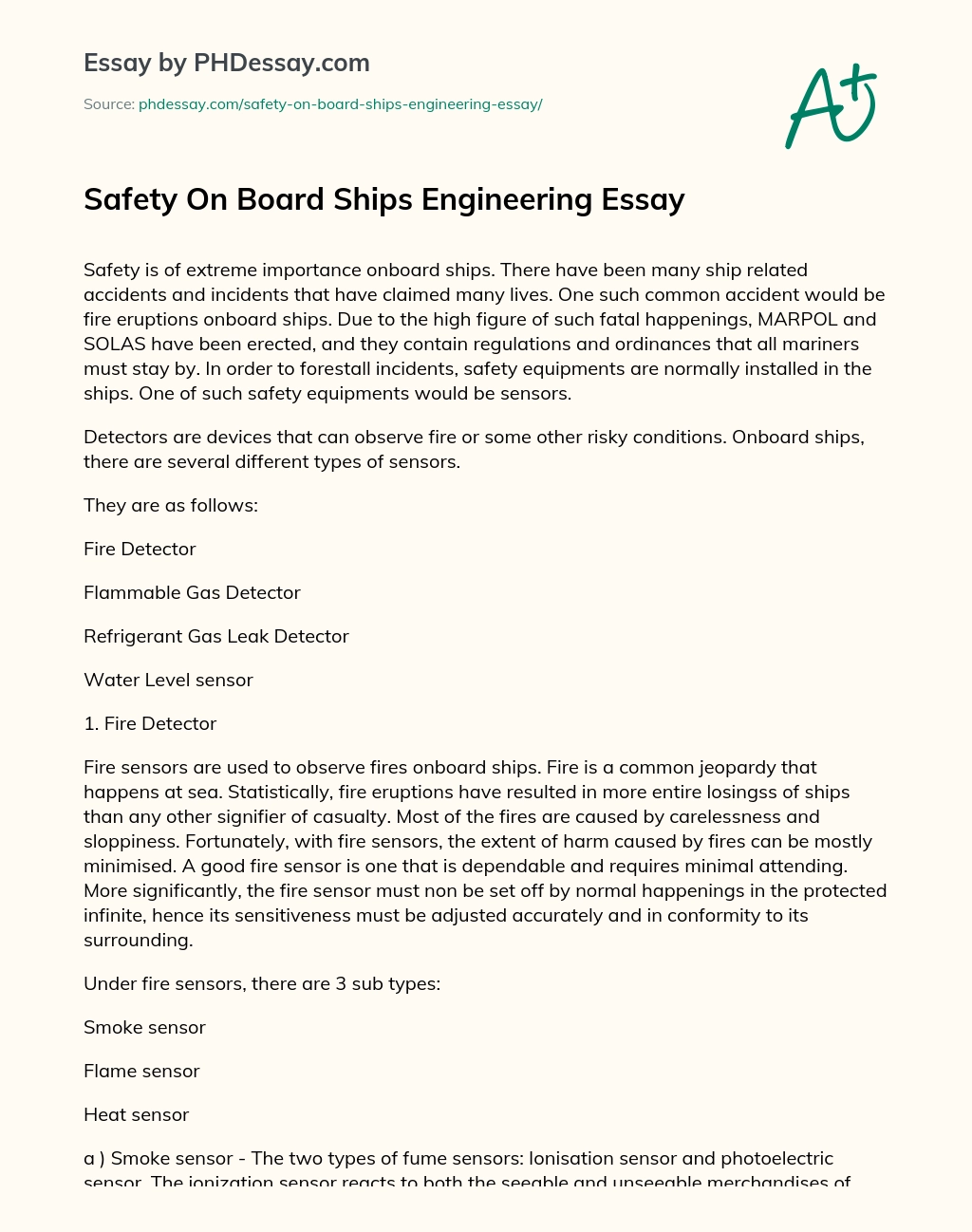Safety On Board Ships Engineering Essay essay