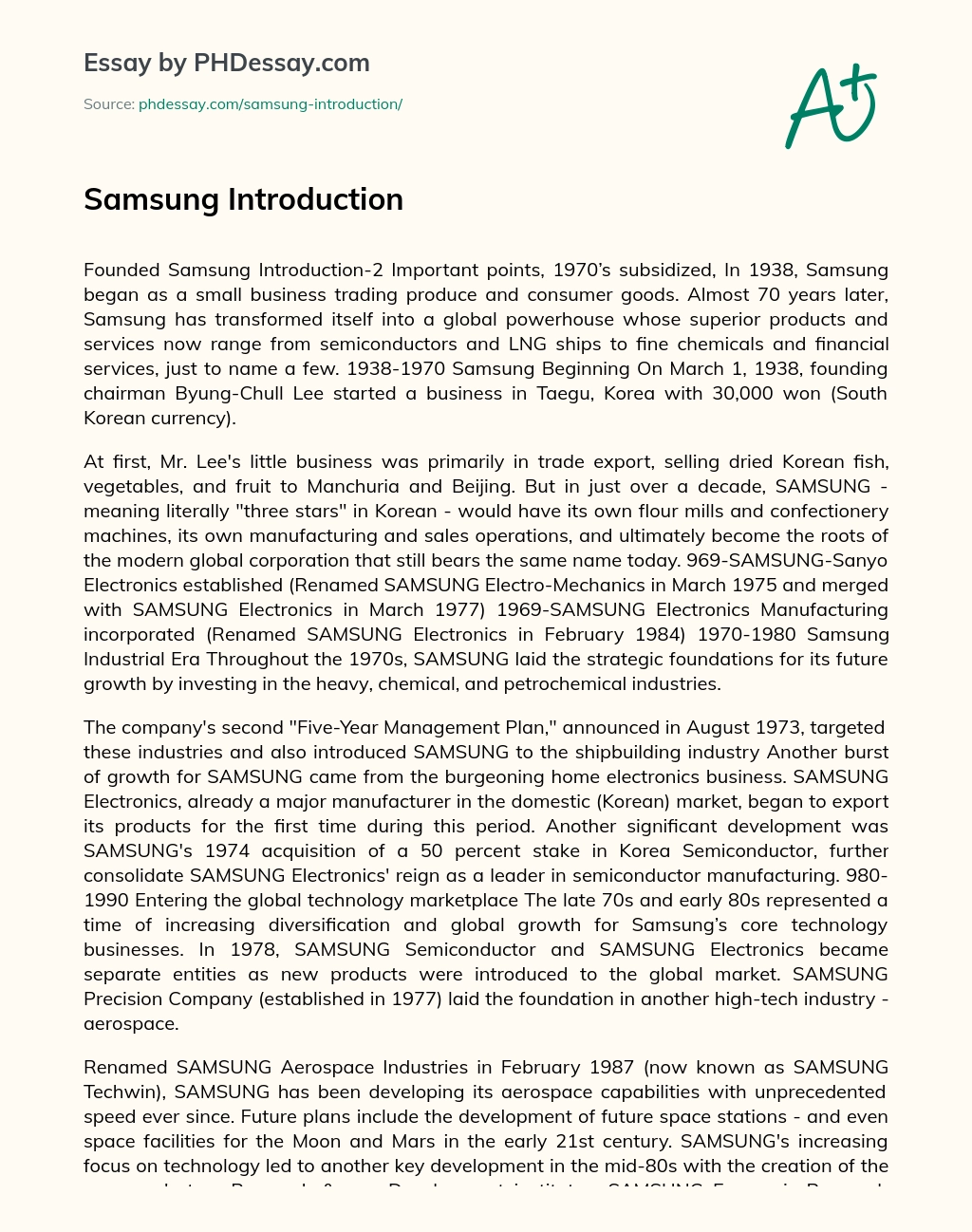 Samsung Introduction essay