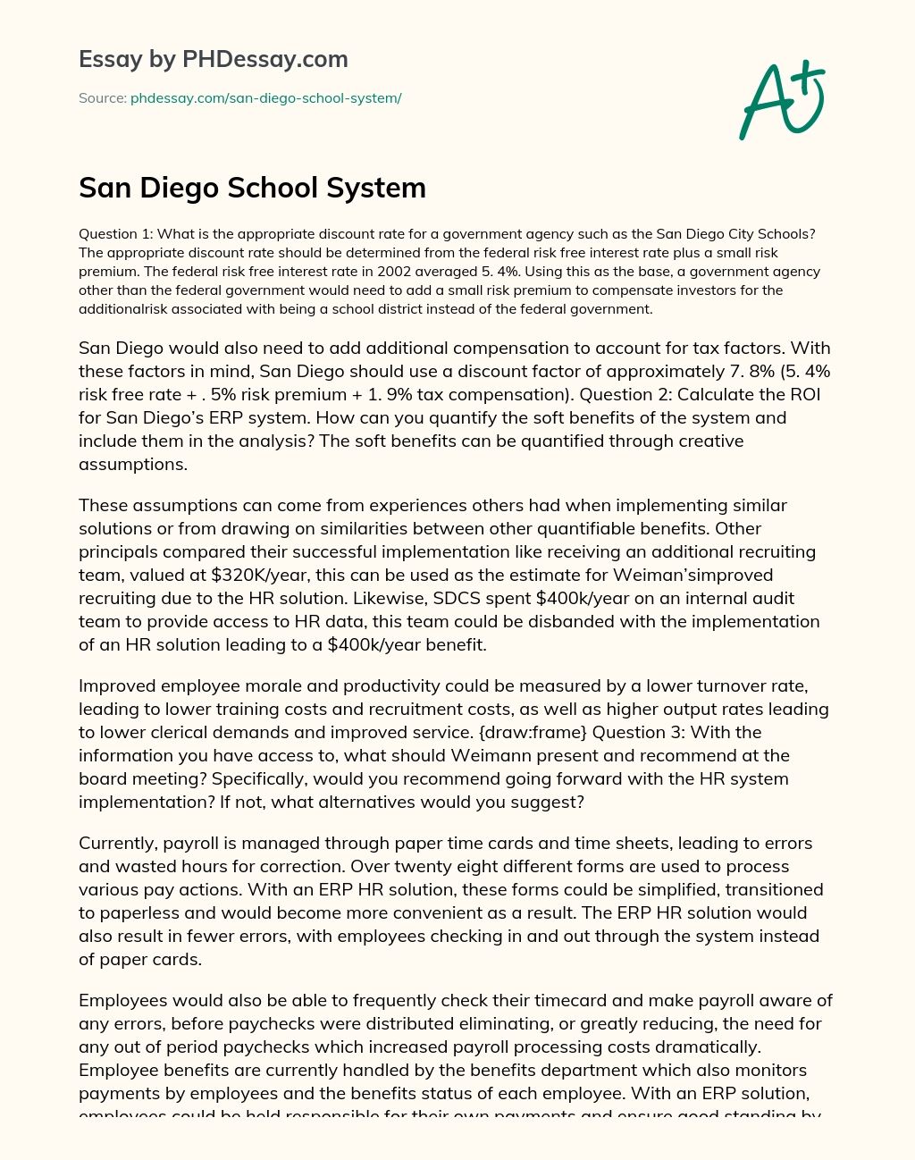 San Diego School System essay