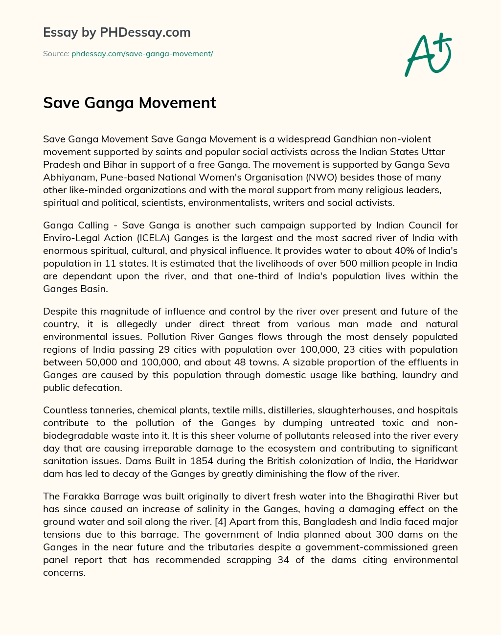 Save Ganga Movement essay