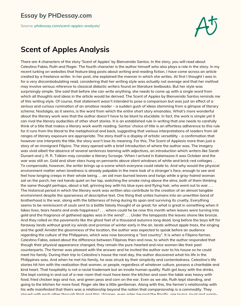 Scent of Apples Analysis essay