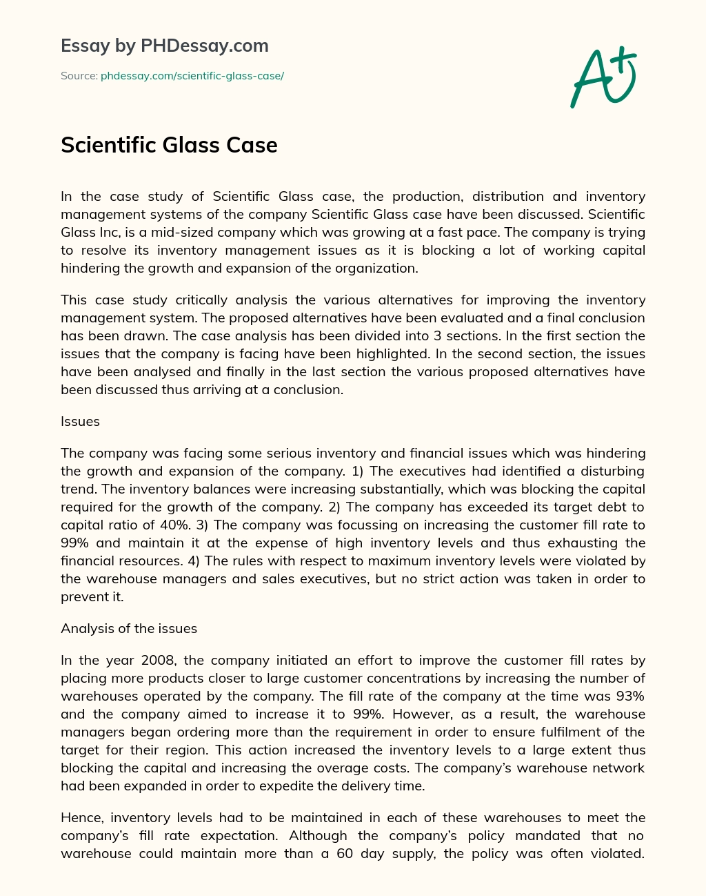 Scientific Glass Case essay