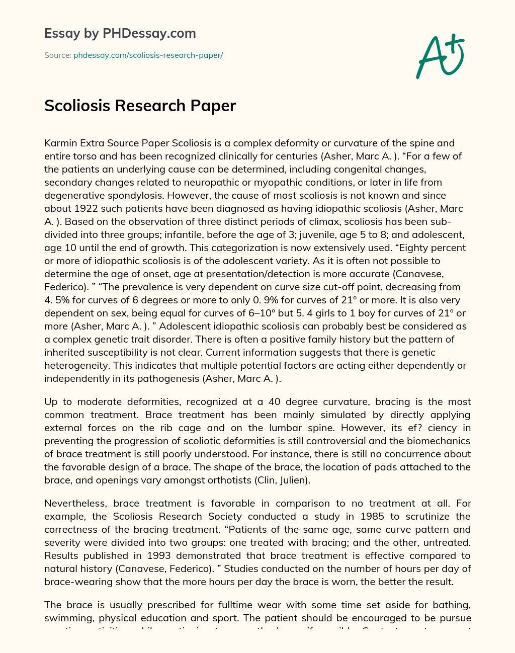 Scoliosis Research Paper essay