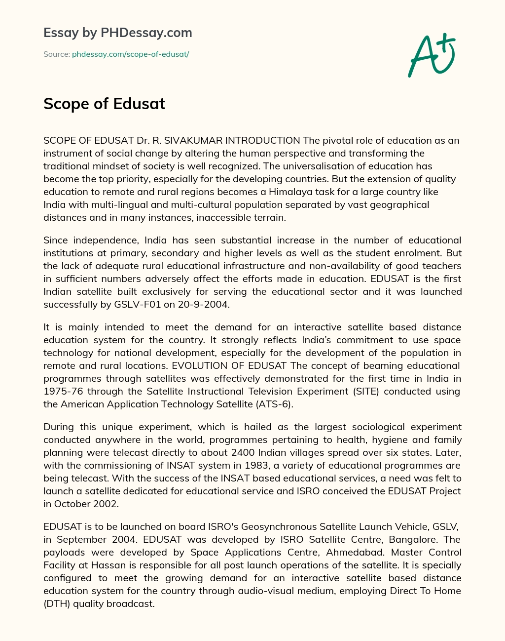Scope of Edusat essay