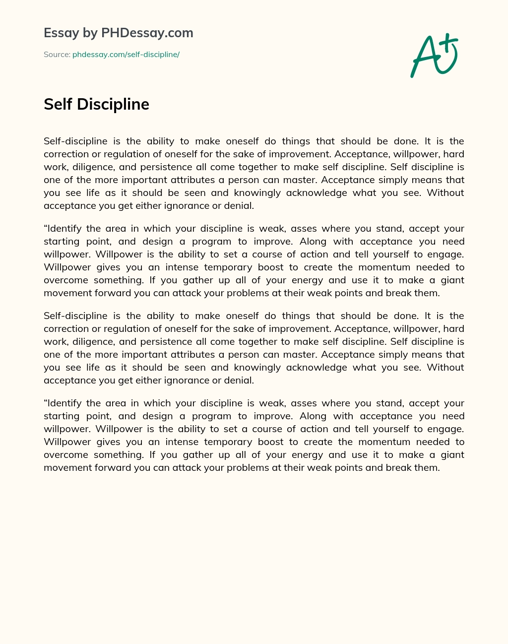 Self Discipline essay